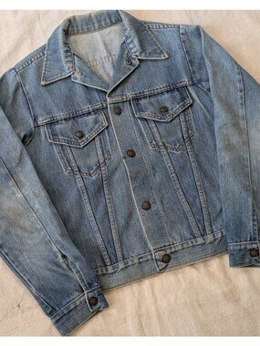 Vintage 70s Denim Type 3 Trucker Snap Jacket Honeycomb Fades Cotton Small USA